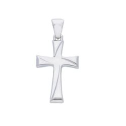 Picture of Decorated Double Cross Pendant gr 1,2 White Gold 18k Hollow Tube Unisex Woman Man 