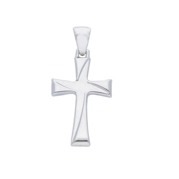 Immagine di Croce doppia lavorata Ciondolo Pendente gr 1,2 Oro bianco 18kt a Canna vuota Unisex Donna Uomo 
