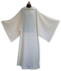 Immagine di Camice liturgico svasato poliestere con cappuccio e maniche larghe - Bianco, Avorio