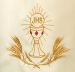 Immagine di Camice tessuto Vaticano con piegoni, cerniera spalla e ricamo Calice - Bianco, Avorio