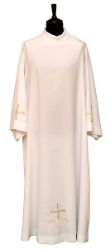 Picture of MADE TO MEASURE Very light polyester Alb with shoulder zipper and embroidery - White, Ivory