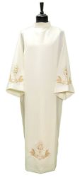Picture of MADE TO MEASURE Vatican fabric Alb pleats, shoulder zipper, Chalice embroidery - White, Ivory