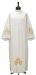 Picture of MADE TO MEASURE Cotton-blend Alb with pleats, shoulder zipper, Cross embroidery - White, Ivory