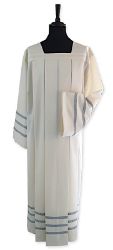 Imagen de A MEDIDA Alba sacerdotal de lana ligera cuello cuadrado, pliegues y 3 vueltas de partición - Marfil