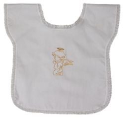 Picture of 10 Pieces - Pure cotton Christening Bibs with Angel embroidery - White