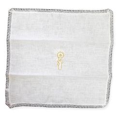 Picture of 10 Pieces - Pure cotton Christening Handkerchiefs, Candle and Swarovski 30x30 cm - White