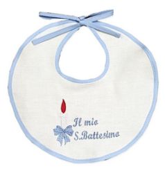 Picture of 8 Pieces - Pure cotton Christening Bibs, embroidery Candle, Dove or Angel - Pink, Light Blue