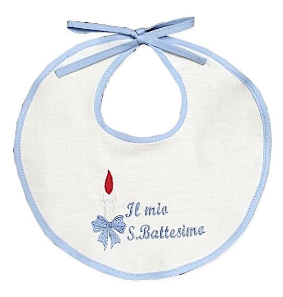 Immagine di Set 8 Bavette Battesimo ricamate Candela Colomba Angelo