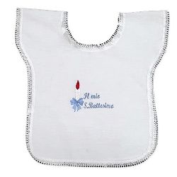 Picture of 8 Pieces - Cotton blend Christening Bibs embroidered Candle and Bow, Dove or Angel - Pink, Light Blue