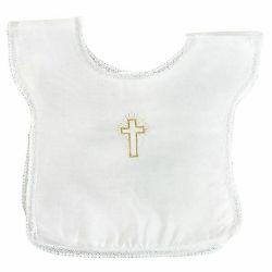 Picture of 10 Pieces - Polyester Christening Bibs with Cross embroidery - White