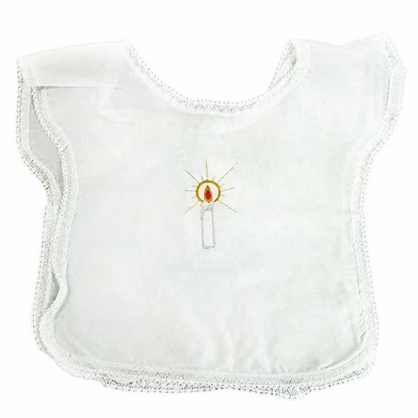 Picture of 10 Pieces - White Christening Bibs Candle embroidery