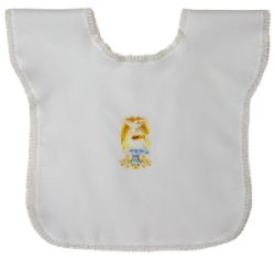 Picture of 50 Pieces - Polyester Christening Bibs with printed Baptismal Font - White