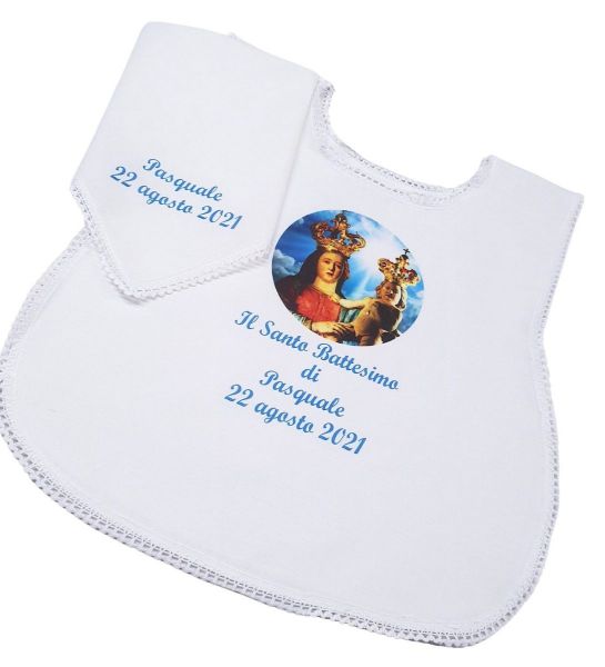 Immagine di Set Veste Battesimo con Fazzoletto immagine e scritte PERSONALIZZATE