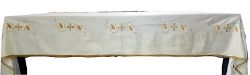 Picture of Cotton satin altar tablecloth Crosses Spikes, gold $ silver threads 60x98 inch, 5 front embroideries - Ivory