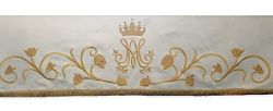 Picture of Marian altar tablecloth in satin embroidered in gold with Swarovski  63x39 inch - White, Ivory