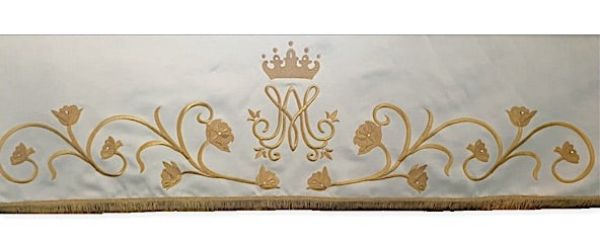 Picture of Marian Altar Table Cloth | Satin | Gold embroidery, Swarovski | 63x39 inch