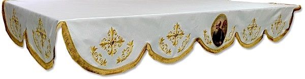 Picture of CUSTOM Altar Table Cloth | Satin | custom image, stones | 79x35 inch