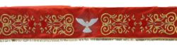 Imagen de Mantel de altar satén de algodón bordado frontal Espíritu Santo cm 250x150 - Rojo, Marfil