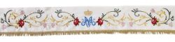 Picture of Altar tablecloth Marian ruffle in cotton satin, rich gold embroidery H. cm 20 (7,9 inch) - Ivory, White