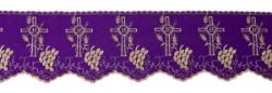 Picture of Altar ruffle with Grapes Spikes and Cross embroidery H. cm 17 (6,7 inch) - Ivory, Violet, Red, Green