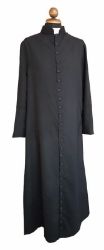Picture of MADE TO MEASURE Vatican fabric cassock with covered buttons and double hidden pockets - Black