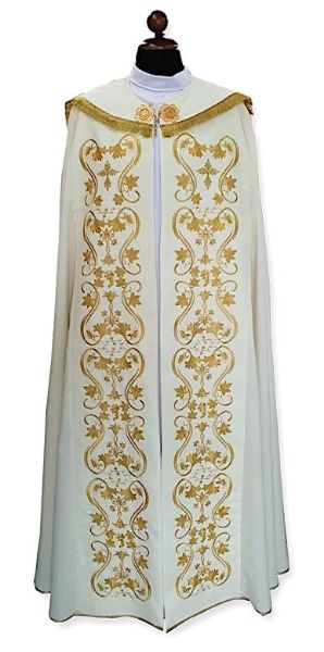 Immagine di Piviale solenne in lana ricamato oro con Swarovski