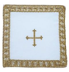 Imagen de Palia cubre Cáliz tejido Vaticano bordado Cruz - Marfil, Morado, Rojo, Verde