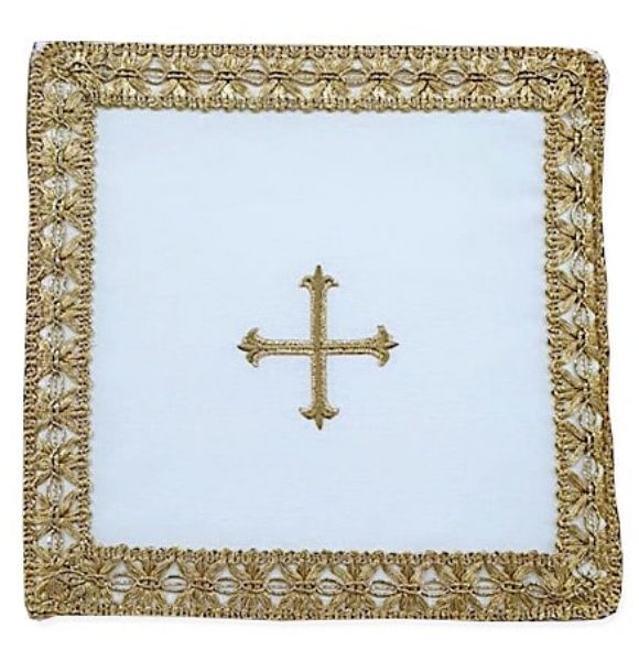 Immagine di Palla copricalice tessuto Vaticano con ricamo Croce - Avorio, Viola, Rosso, Verde