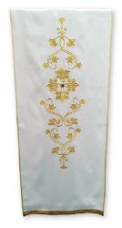 Imagen de Paño cubre atril solemne satén de algodón bordado floral cm 250x50 - Marfil, Morado, Rojo, Verde, Blanco, Rosa, Morello