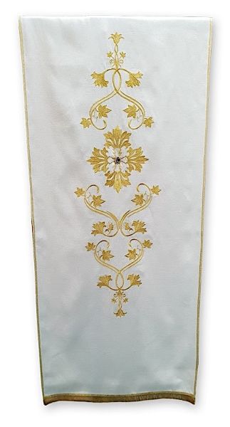 Imagen de Cubre Atril solemne satén de algodón 250x50 cm bordado floral