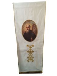 Picture of CUSTOMIZED Lectern cover in Vatican fabric, customizable image, gold embroidery 98,4x19,7 inch - Ivory, Violet, Red, Green, White, Pink, Morello