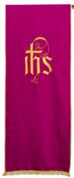 Picture of Pulpit cover in Vatican fabric IHS embroidery 98,4x19,7 inch - Ivory, Violet, Red, Green, White, Pink, Morello