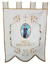 Immagine di PERSONALIZZATO Stendardo processionale raso cotone personalizzabile cm 80x100 - Avorio, Viola, Rosso, Verde, Azzurro