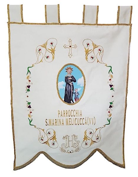 Immagine di PERSONALIZZATO Stendardo processionale raso cotone personalizzabile cm 80x100 - Avorio, Viola, Rosso, Verde, Azzurro