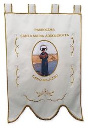Imagen de PERSONALIZADO Estandarte procesional satén de algodón letras y imágen a elegir cm 80x120 - Marfil, Morado, Rojo, Verde, Azul