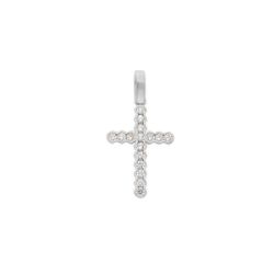Immagine di Croce micro con punti luce Ciondolo Pendente gr 0,6 Oro bianco 18kt con Zirconi da Donna 