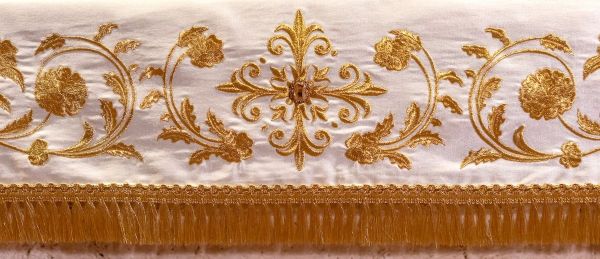 Picture of Solemn baroque square Altar Cloth | 4-sides embroidery, stones | 59x59 inch