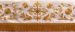 Immagine di Tovaglia altare quadrata barocca solenne mano seta ricamo 4 lati e pietre cm 150x150 - Avorio, Viola, Rosso, Verde