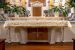 Picture of Solemn Baroque altar tablecloth, front embroidery, hand-sewn luminous stones 63x39 inch - Ivory, Violet, Red, Green