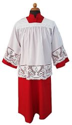 Picture of White cotton blend altar server surplice with chalice lace
