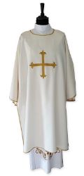 Picture of Vatican fabric Dalmatic embroidered golden cross - Ivory, Violet, Red, Green, White, Pink, Morello