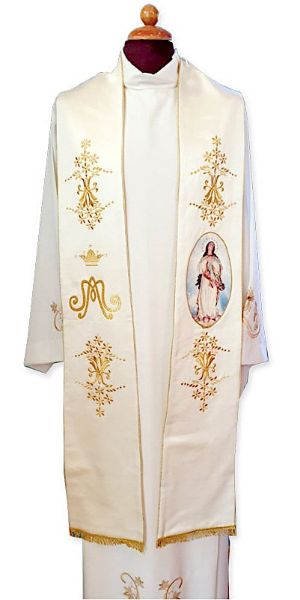 Immagine di Stola sacerdotale Mariana in rasone rigido