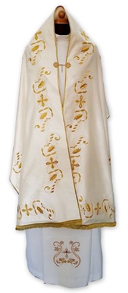 Picture of Prestigious satin Humeral Veil with JHS gold embroidery, brilliant stones