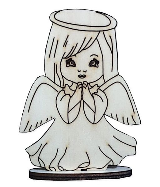 Imagen de Recuerdos de madera para Primera Comunión o Bautizo niña 12x9 cm Ángel