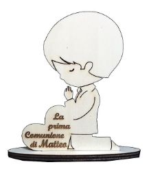 Picture of CUSTOMIZED First Communion wooden favor - Child praying with customized name cm 12x8