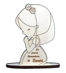 Picture of CUSTOMIZED First Communion wooden favor - Girl praying with customized name cm 12x8