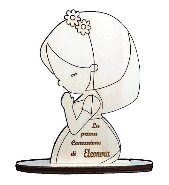 Immagine di Bomboniere PERSONALIZZATE Battesimo bambina 12x8 cm legno