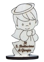Immagine di PERSONALIZZATA Bomboniera in legno Angioletto “Il mio S. Battesimo” con nome personalizzato