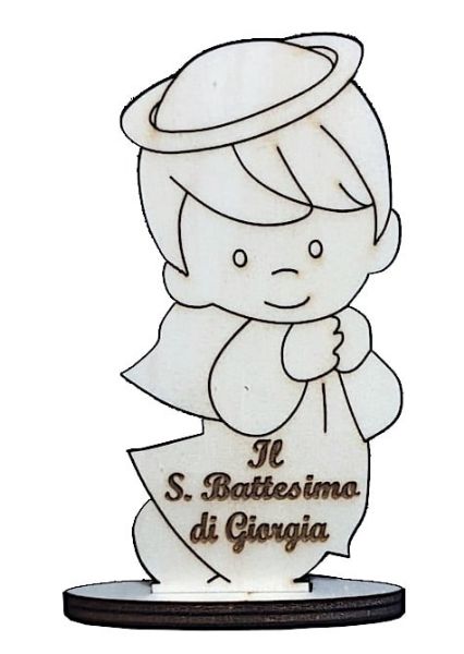 Immagine di Bomboniere PERSONALIZZATE Battesimo maschio 12x8 cm legno