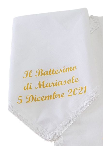 Immagine di Fazzoletto Battesimo PERSONALIZZATO cotone